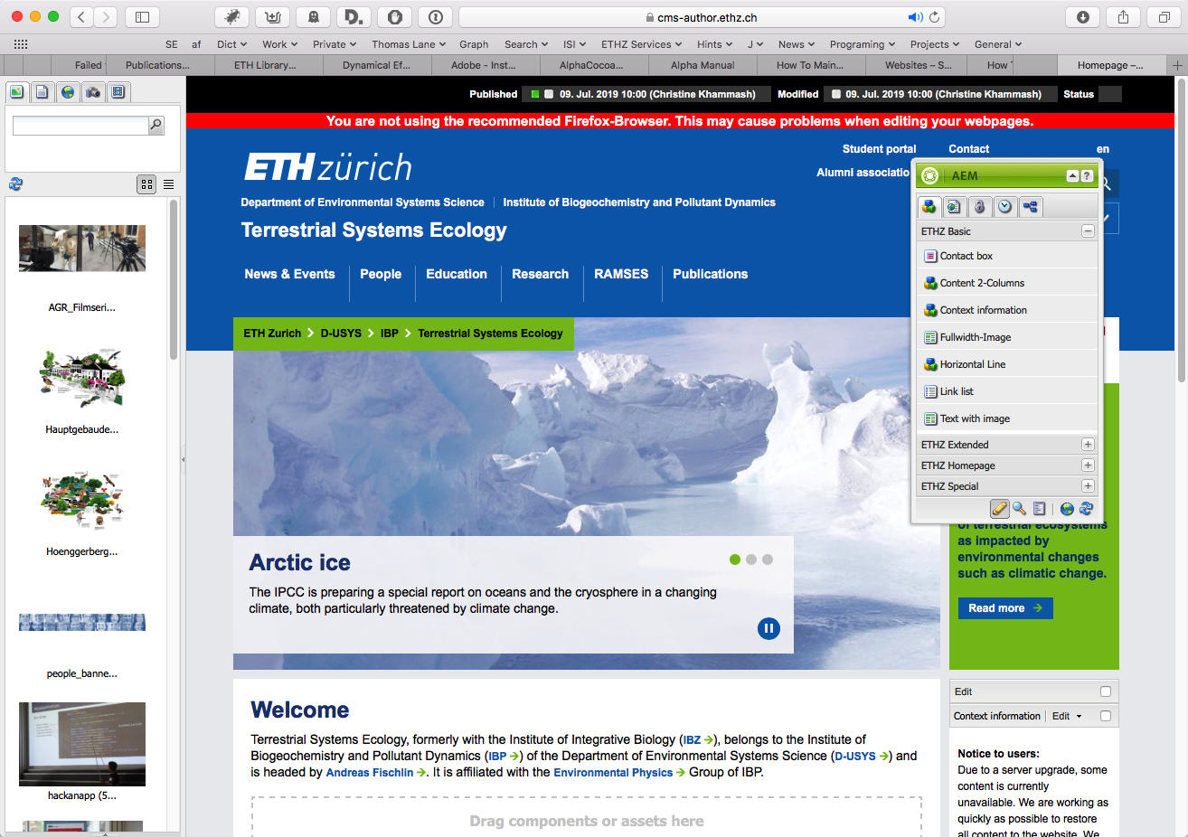 Edit via AEM home page logo