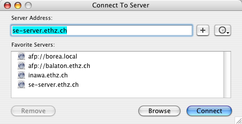 Type 'se-server.ethz.ch' as server IP address (OS X)