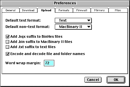 Preferences dialog as explained above