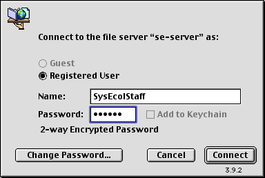 AppleTalk login dialog to se-server.ethz.ch step 1 (MacOS Classic)