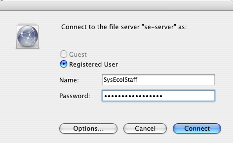 AppleTalk login dialog to se-server.ethz.ch step 1 (OS X)